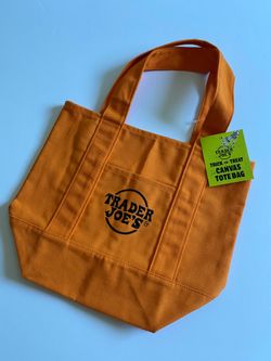 Trader Joe’s Orange  Halloween Trick or Treat Canvas Mini Tote Bag