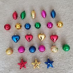 Kurt Adler 24 Assorted Mini Multi-color Shatterproof Shiny Ornaments 
