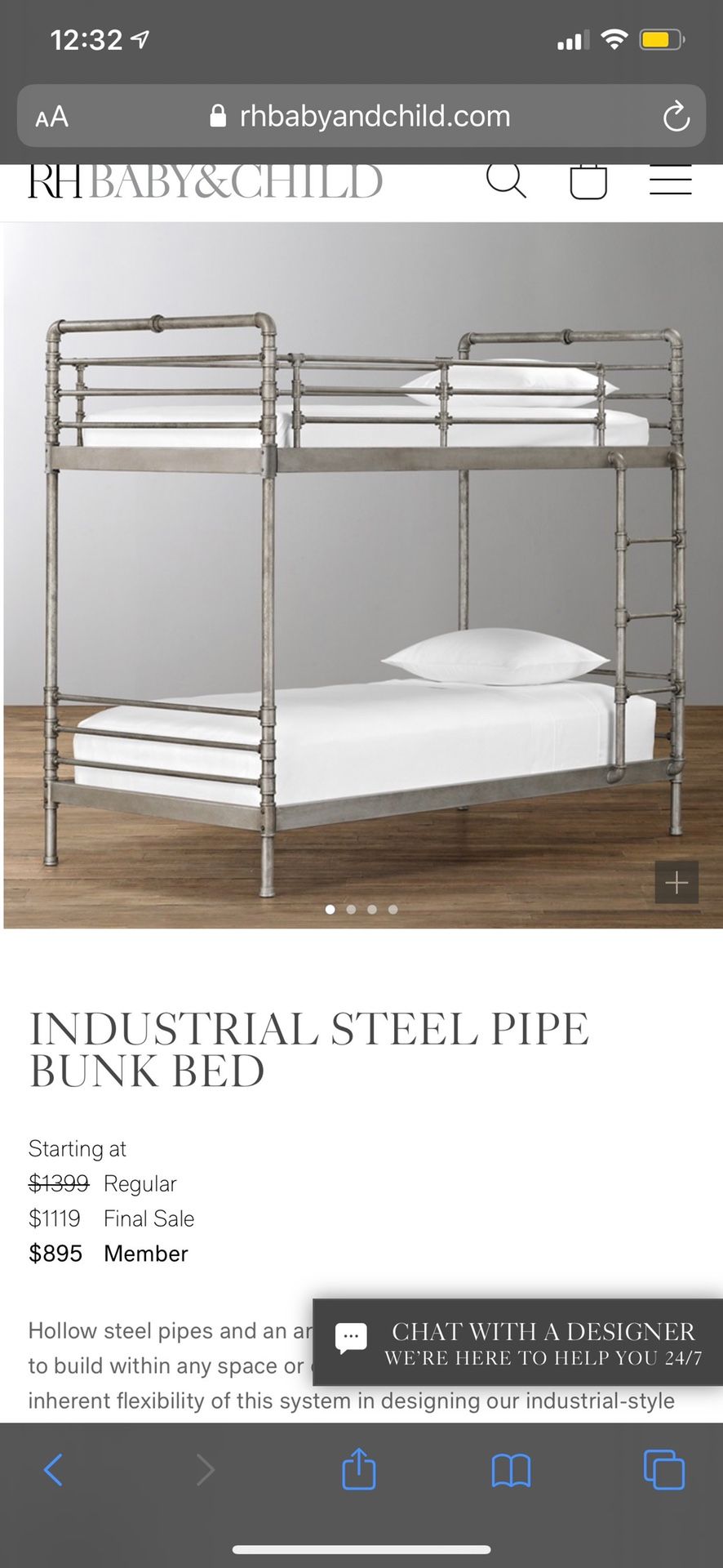 RH Iron Bunk Bed - FULL