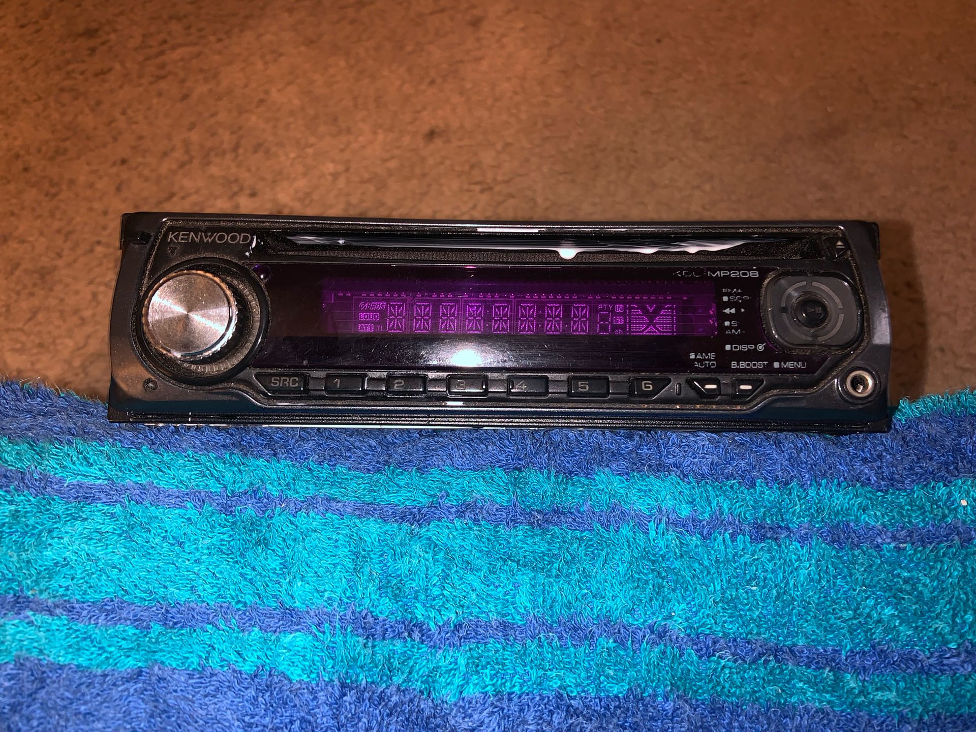 KENWOOD KDC-MP208 CD RECEIVER CAR STEREO DETACHABLE FACE FULL UNIT AND WIRING. Condition is Used