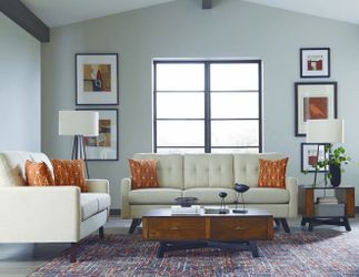 86” beige linen fabric sofa
