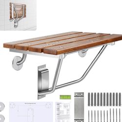 Teak Folding Shower Seat 28" with Bracket