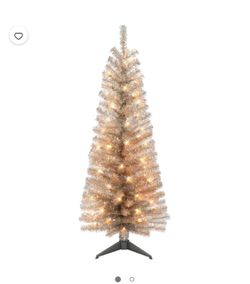 Holiday Time 4-Foot Pre-Lit Rose Gold Tinsel Tree