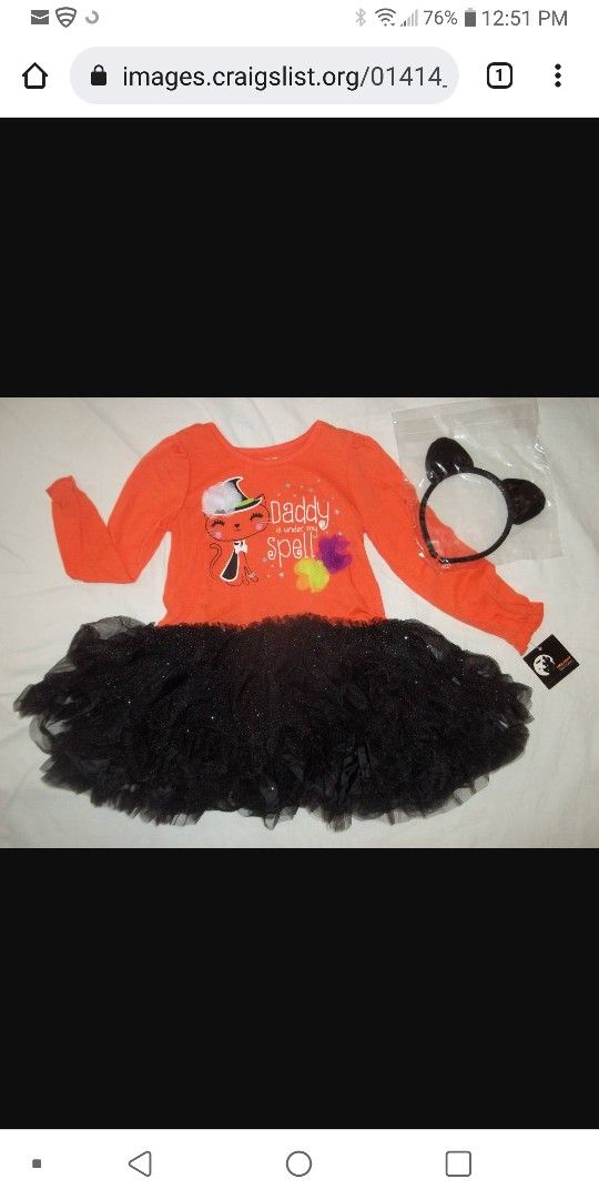 NWT Girl 12M 2T 3T Sparkle Tutu Dress Headband DADDY IS UNDER MY SPELL 

