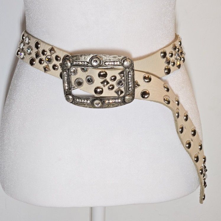 Sparkly studded genuine leather belt