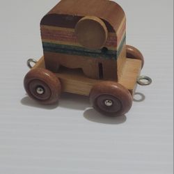 Vintage Wooden Crayon Train Car Elephant.
