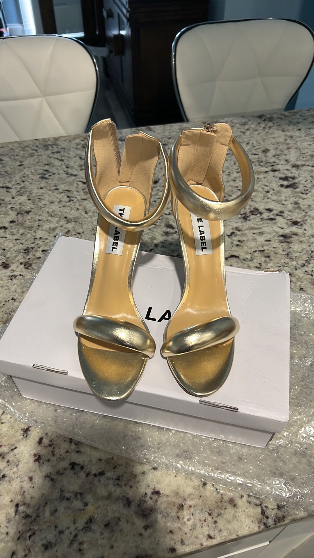 The Label Gold Heels Size 11