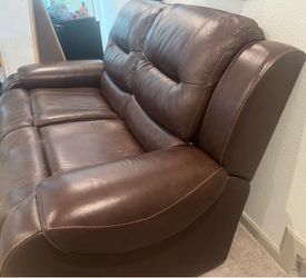 Free Two seater Brown Leather Chair
