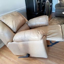 Beige Leather Rocking Recliner Chair