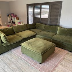 Albany Park - Kova U-Shape Sectional (Olive/Green Performance Velvet)