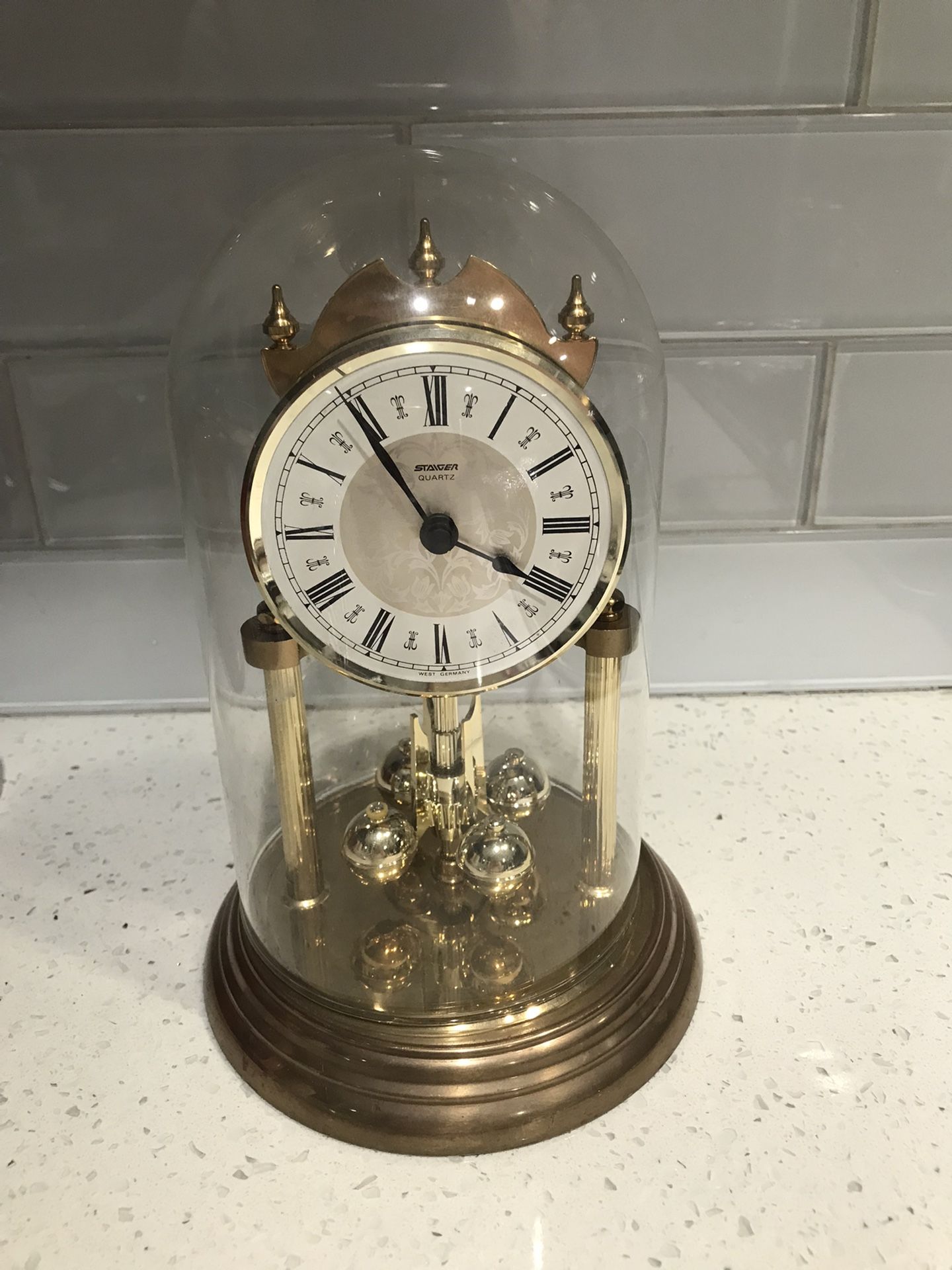 Vintage Staiger Quartz Pendulum Desk Table Mantle Dome Clock