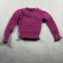 Vintage Polo Ralph Lauren Cable Knit Sweater Pink Toddler 4/4T Pink Hong Kong#2B