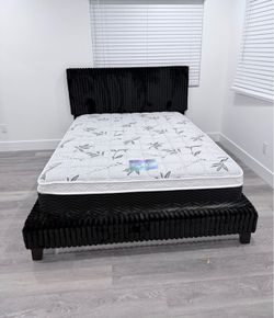 New queen bed frame with mattress