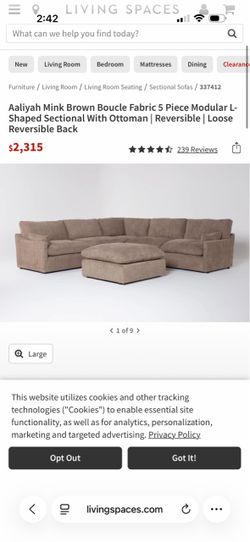 Living room sofa 5 piece sectional