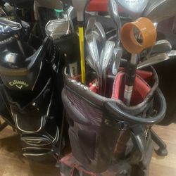 Golf Clubs With Bags And Balls 