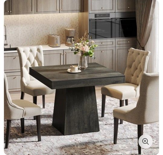 JW0819)  31.5" Dining Table, Square Farmhouse Kitchen Table Dinner (Table Only)
