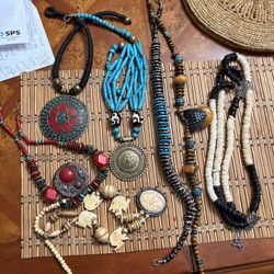 Handmade Tribal Ethnic Boho Chunky Necklaces – Heavy Beads & Pendants