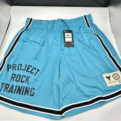 Men Under Armour Project Rock Penny Mesh 7" Shorts Size Large Blue 1377443 433