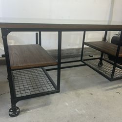 Black Iron Desk With Glass Top
