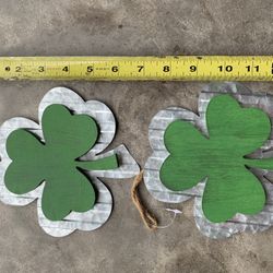Two Metal & Wooden Shamrocks Hanging St. Patrick’s Day Decorations