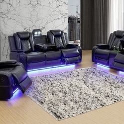 💥FREE DELIVERY💥Brand New POWER, LED, USB  3PC Reclining Sofa Loveseat Chair Set