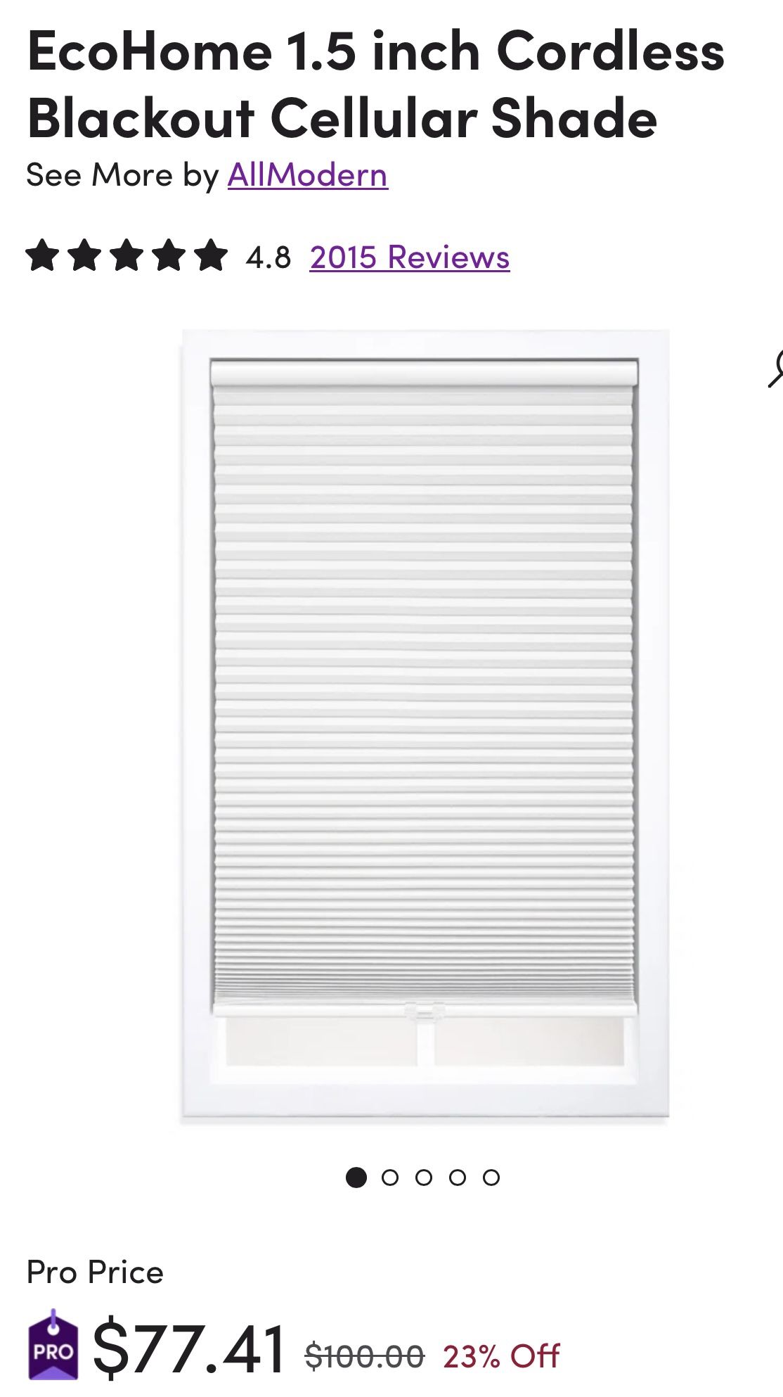 EcoHome 1.5 Inch Cordless Blackout Cellular Shade