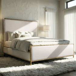 MODERN ELEGANT SILVER OR GOLD FINISH QUEEN SIZE BED FRAME CAMAA BEDROOM FURNITURE SALE