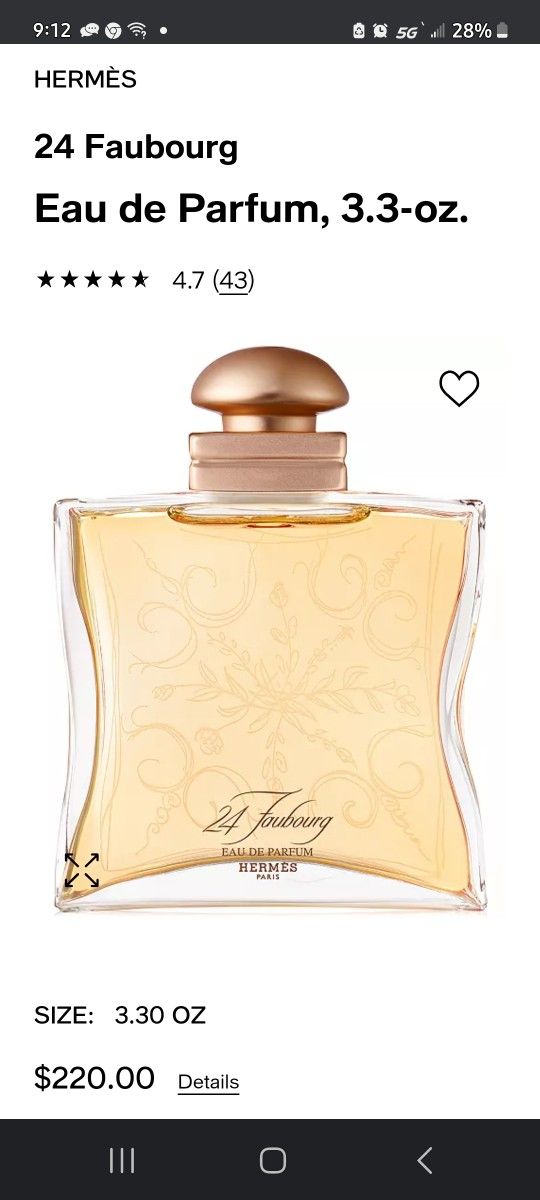 HERMES 24 FAUBUORG PERFUME 3.3 OZ