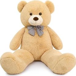 Giant Big Teddy Bear 4 Feet 47 inch Life Size Tan Plush Bear Brown Stuffed Animal for Children Boyfriend VALENTINES GIFT