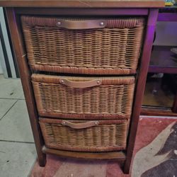 Wood/wicker End Tables And Drawers