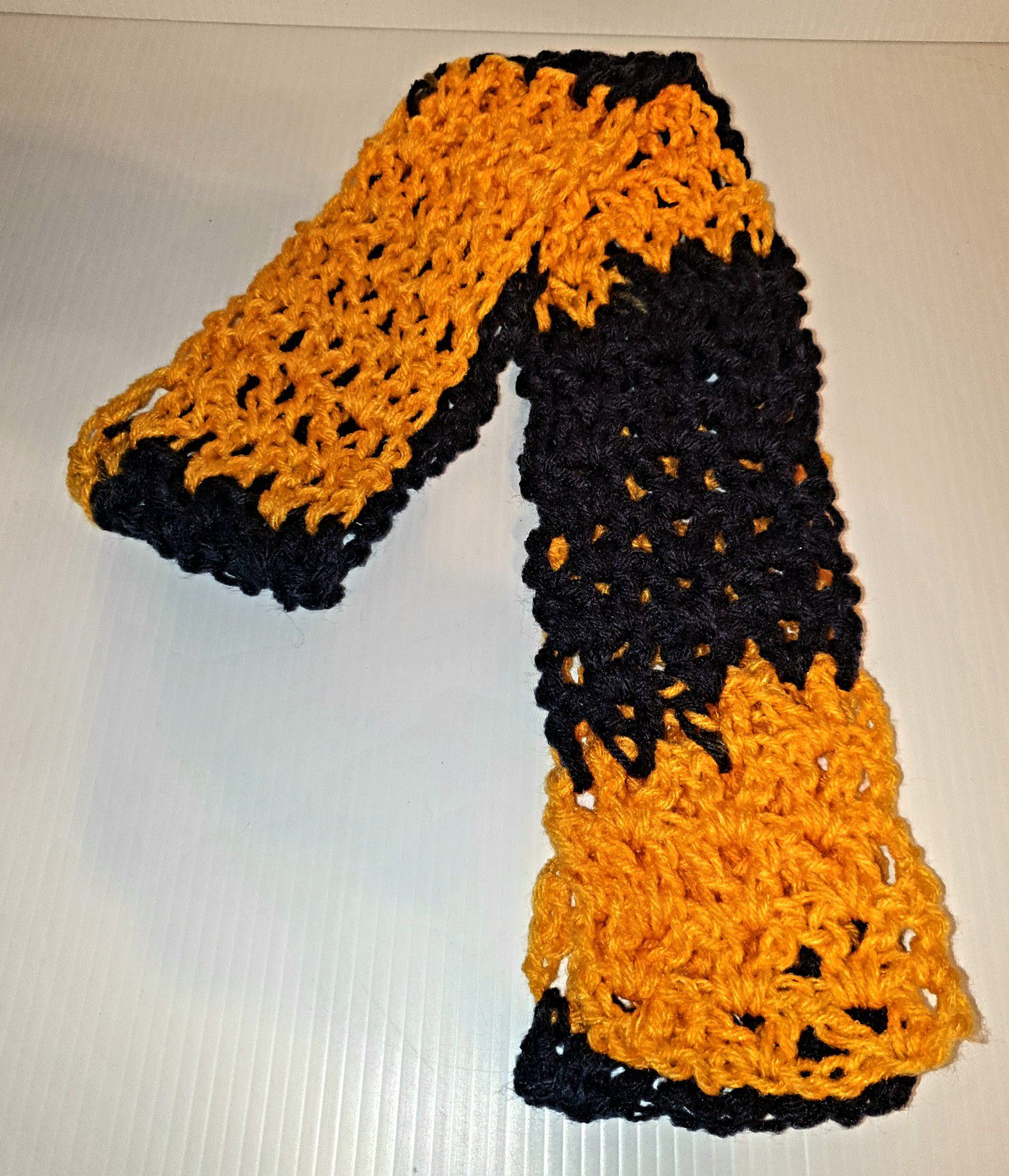 Hand Made Knitted Scarf Yellow Black (stock #26)