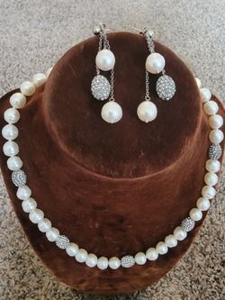 Set Of Fresh Water Pearl And Crystal