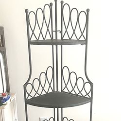 Folding Metal And Wood Corner Shelf 