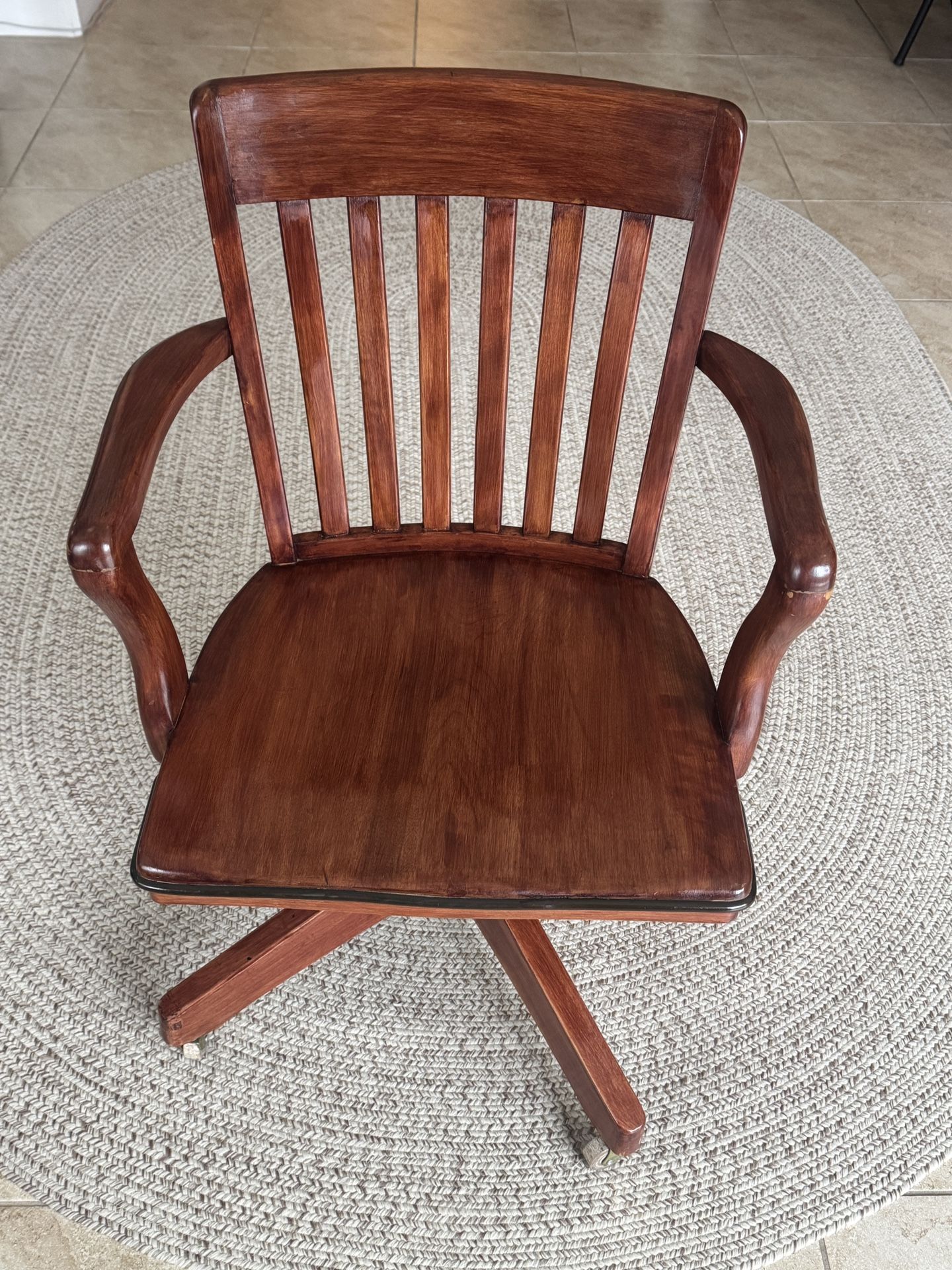 Antique Bankers Swivel Chair (solid Wood)