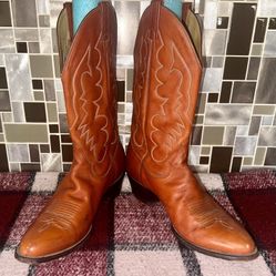 Sanders Cowboy Boots Men's Size 13 D Hand Crafted Burnt Orange Best Deals