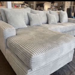 Brand New Plush Corduroy Lined Sectional Set 