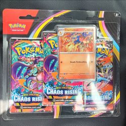 Pokémon TCG 3-Pack Blister Chaos Rising New Sealed Charmeleon Promo Mega Evolut