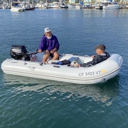 Achilles 10’4” RIB Inflatable Boat with 15HP Motor and Trailer and more