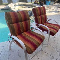 2 Tropitone Aluminum Patio Chairs With New Sunbrella Cushions 