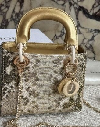 Beautiful Leather Gold Color Bag With Fancy Chain With Strap Dior Hand Bag