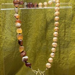 Natural Stone with Fresh Water Pearls