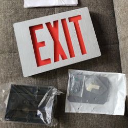 x2 Signature die-Cast Aluminum Exits Signs with LED Lamps & mounting brackets!
