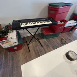 Casio Casio tone CT – 460 portable keyboard with stand. Works fine w/ batteries needs power supply also missing cord/midi button but can be changed us