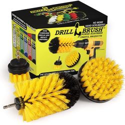 Drill Brush Power Scrubber - Drillbrush Yellow Bathroom Accessories Cleaning Set - Drill Brush Set for Cleaning Tile and Grout