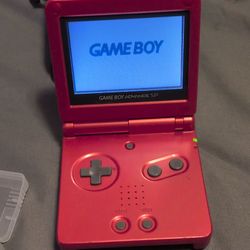 Red Gameboy advance sp with case and 3 games