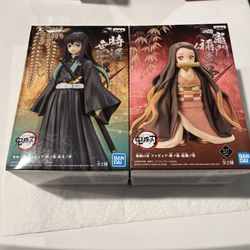 Lot Of 2 Demon Slayer - Banpresto - Muichiro Tokito Nezuko Kamado 