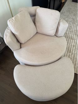 Swivel Accent Chair w Storage Ottoman