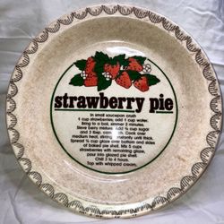 Vintage Strawberry Pie Recipe Ceramic Pie Plate