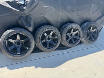 16x8.25 +22 4x100 TE37 Style Wheels with Tires