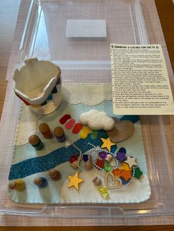 rainbow sky sensory imagination play scape with felt mat and case